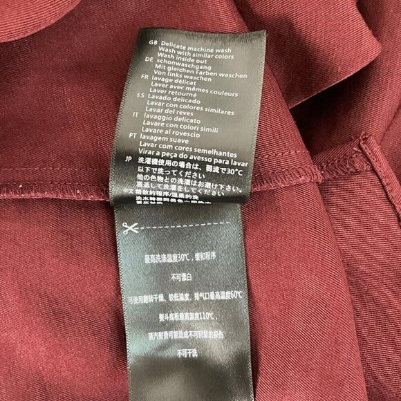 Scotch & Soda Women's M Wrap Blouse Red Satin V Neck Long Sleeve Band Collar - Picture 13 of 13